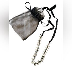 J crew opal faceted crystals & black tie ribbon necklace marked